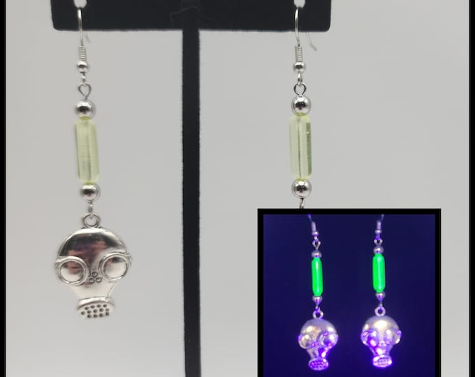 Gas mask uranium glass earrings