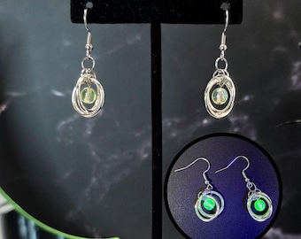 Uranium glass UFO earrings