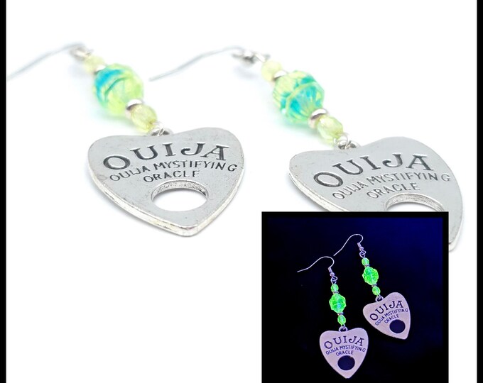 Planchette uranium glass earrings