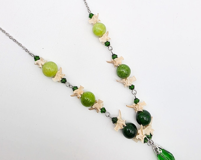 Green rattlesnake vertebrae necklace