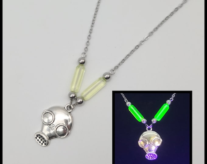 Gas mask uranium glass necklace