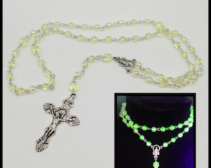 Uranium glass silver rosary