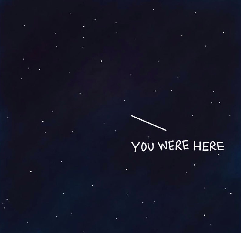 FREE SHIPPING existential philosophy gift sad funny hitchhiker/'s guide to the galaxy space gift depressing travel you were here sticker