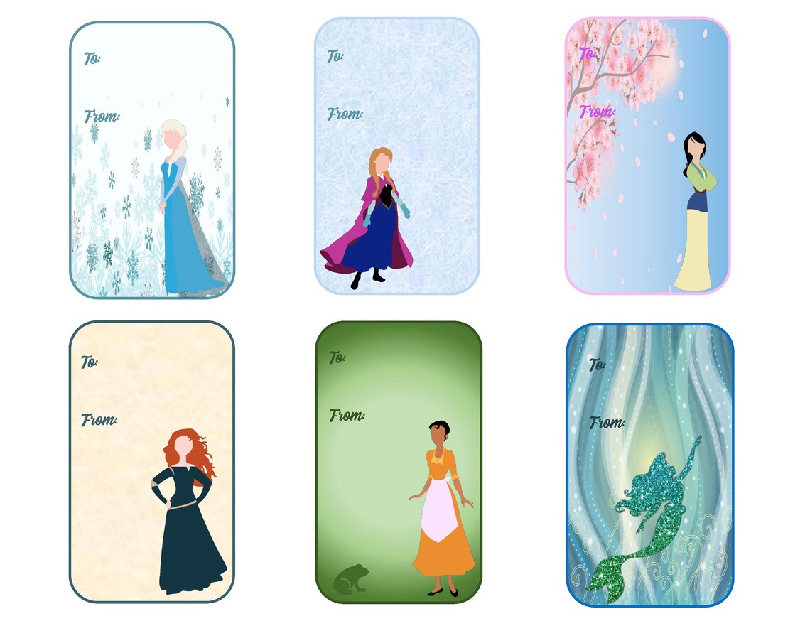 Princess Gift Tags, Printable, Instant Download pdf, Gift Tag - Etsy