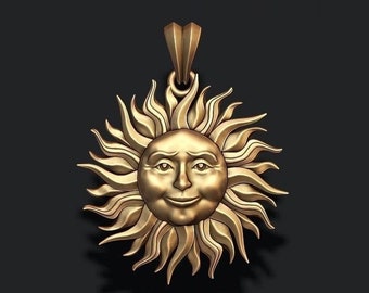 sun necklace, sun and moon necklace, sunshine necklace, sun pendant, sun necklace gold  / Brass Silver 10K 14K 18K Gold