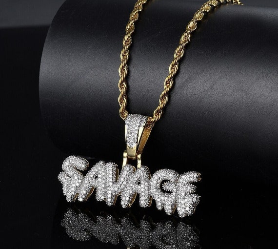 SAVAGE Necklace, Savage Pendant, Bling Savage Hip Hop Pendant, Hip Hop  Jewelry, Bling Bling Jewelry, 20 Inch - Etsy Finland