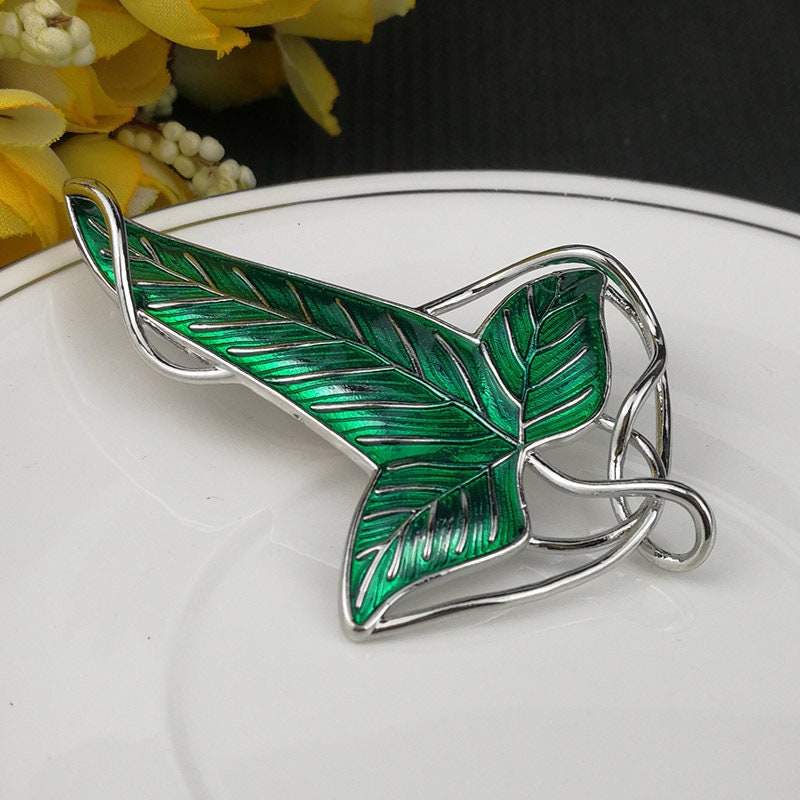 Elvish Brooch, Elf Brooch, Green Leaf Brooch, Lotr Brooch, Lotr Leaf Etsy