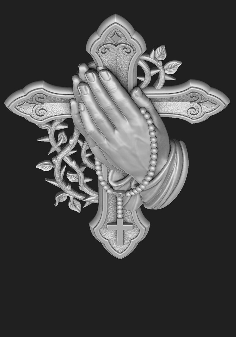 Praying Hands Pendant Necklace Basrelief Our Father Prayer Etsy