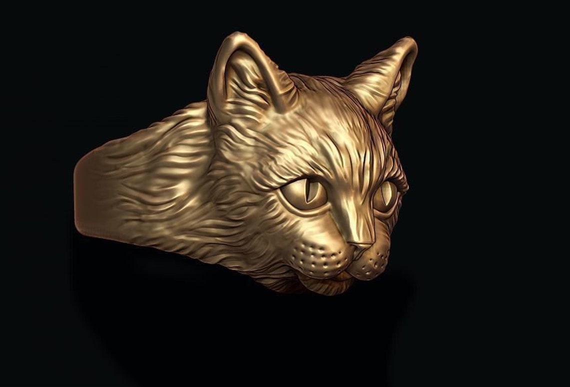 Cat Ring Gold Cat Noir Ring Silver Cat Ring Cat Miaw Ring Etsy