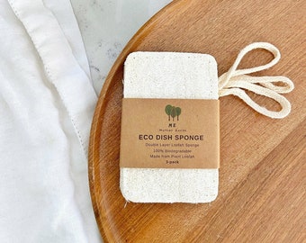 3 Pack Loofah Dish Sponges Double Layer with cotton loop | Eco Friendly | Zero Waste | Plastic Free Dishwashing