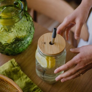 1pc Small Transparent Storage Jar With Acacia Wood Lid, Mini