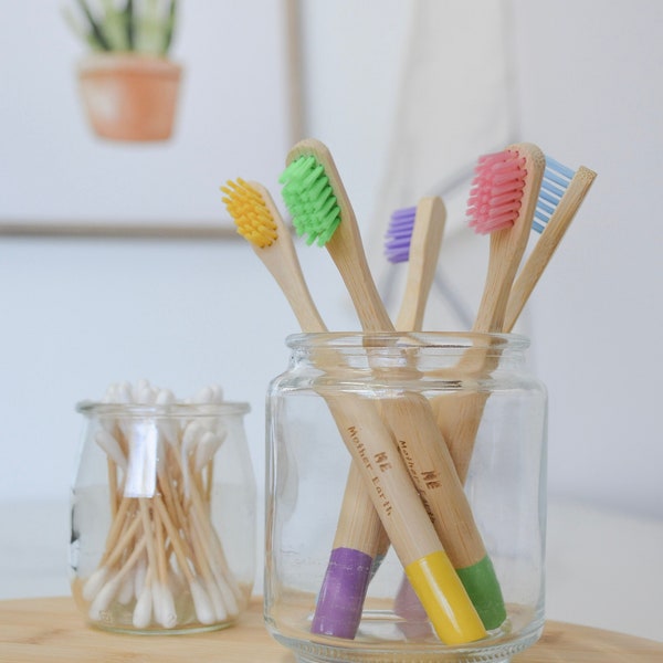 Colorful Bamboo Toothbrushes for Kids | Zero Waste Oral Care | Sustainable + Eco Friendly Living