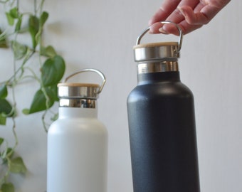 Stainless Steel Water Bottle with Bamboo Lid | Zero Waste | Eco Friendly | Reusable | Double-Walled