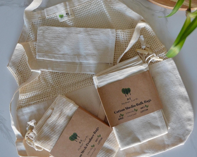 Reusable Bag Starter kit | Organic Cotton Tote + Produce Bags