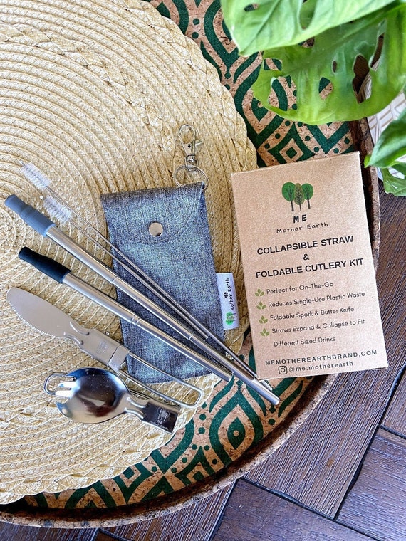 Reusable Straws Set, Stainless Steel, Plastic-Free