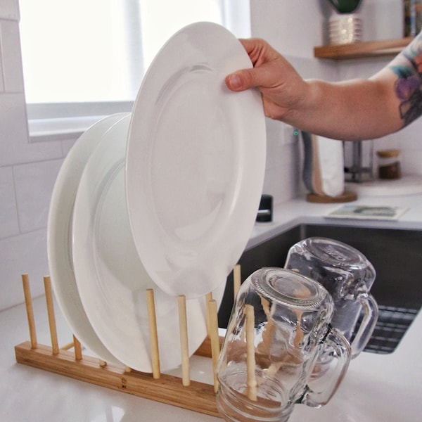 Bamboo Drying + Storage Rack a Zero Waste Dish Rack