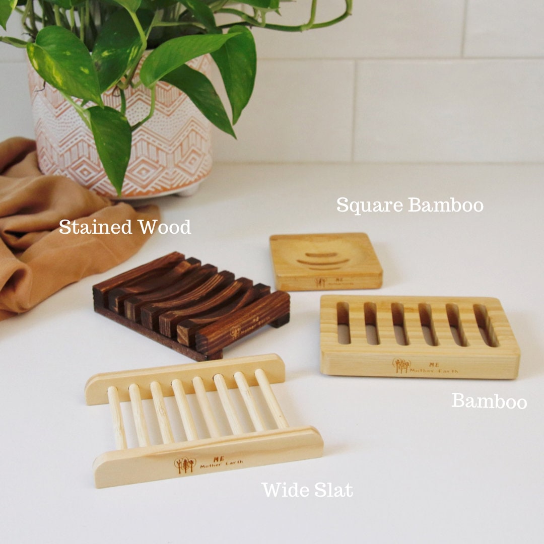 Bamboo Fiber Shower Soap Holder Draining Box Kitchen Storage Rack