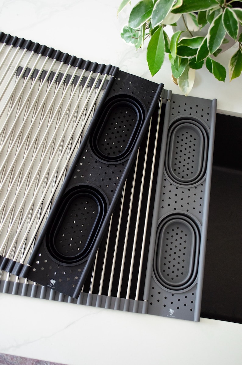 Roll Up Silicone + Stainless Steel Dish Drying Rack