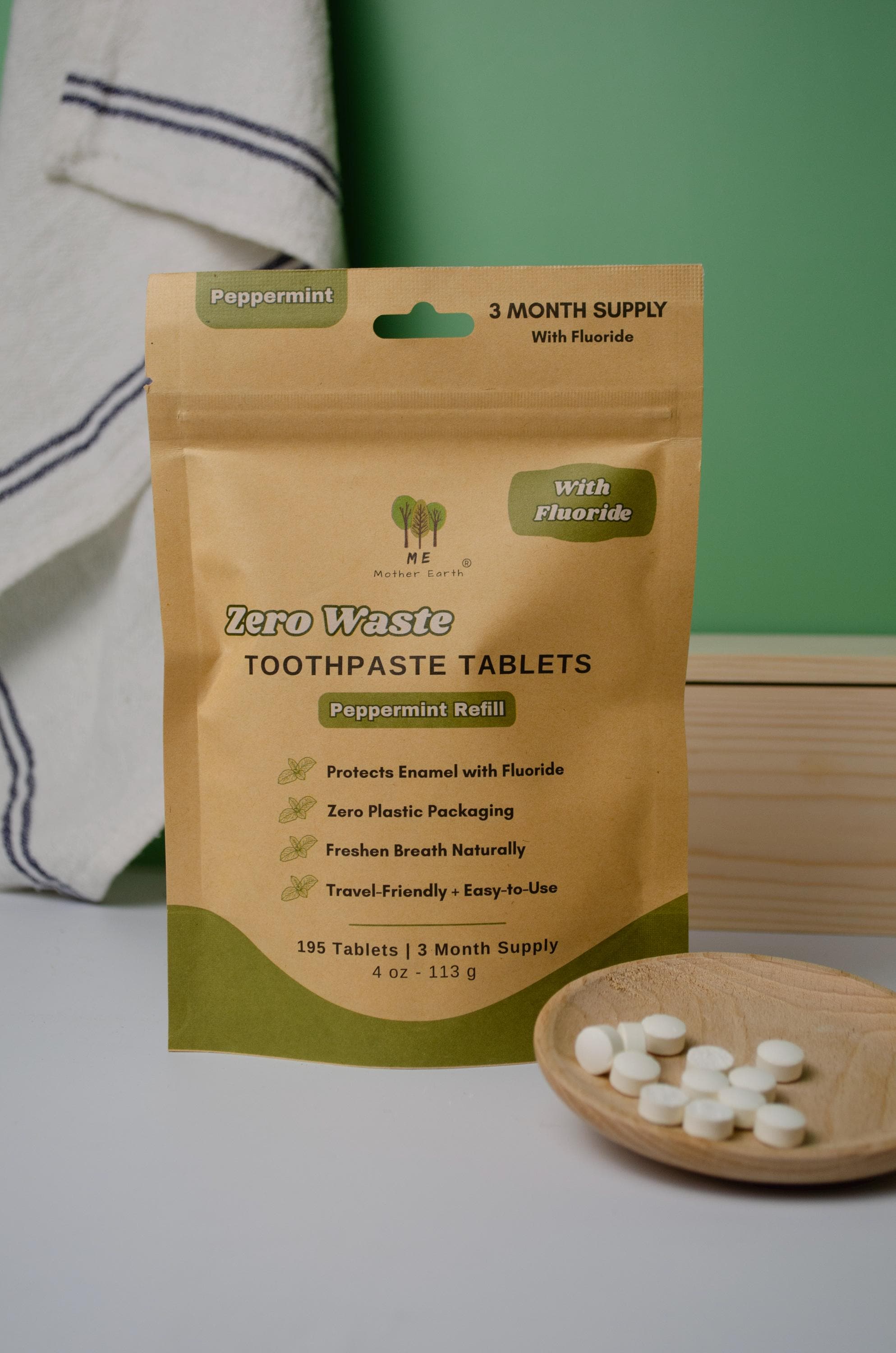 Wasted Toothpaste Zero Waste Toothpaste Tablets 3 Month Refills | Plastic Free Oral Care ...