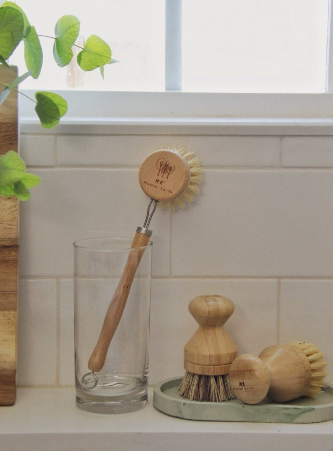 3 Pack Bamboo and Wood Scrub Brushes Eco Friendly Zero Waste