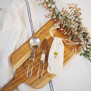 Foldable Stainless Steel Spork & Knife Set: Eco-Friendly Travel Cutlery
