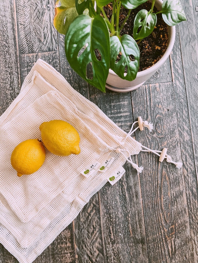 Cotton Mesh Produce Bags- 3 pack | Reusable Bags | Eco-Friendly Produce Bags