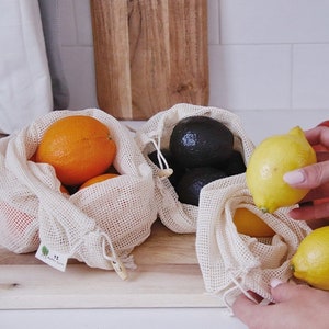 Cotton Mesh Produce Bags- 3 pack | Reusable Bags | Eco-Friendly Produce Bags