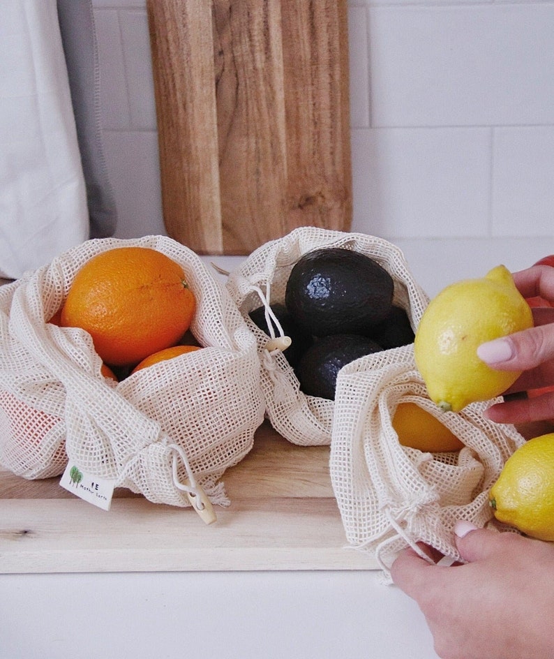 Cotton Mesh Produce Bags- 3 pack | Reusable Bags | Eco-Friendly Produce Bags