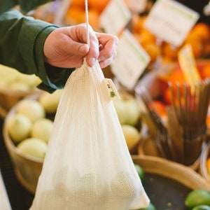 Cotton Mesh Produce Bags- 3 pack | Reusable Bags | Eco-Friendly Produce Bags