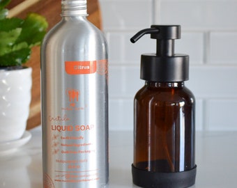 Amber Foaming Soap Pump + Castile Soap Bundle | Zero Waste | Dish Soap | Hand Soap | Zero Waste