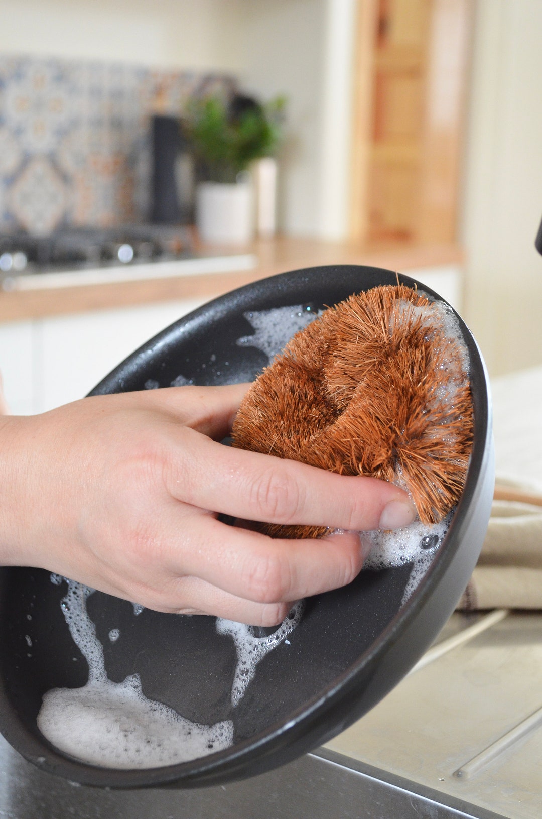 Coconut Scrubbie Pot Scrubber Zero Waste Dishwashing Plastic Free Steel