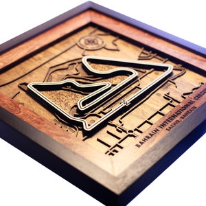 Bahrain International Circuit BIC Formula 1 Grand Prix racebaan 3D houten cadeau gepersonaliseerde muurkunst
