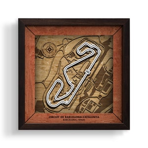 Circuit De Barcelona Formula 1 Grand Prix Race Track 3D houten cadeau gepersonaliseerde muurkunst