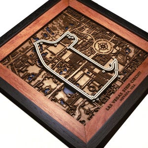 Las Vegas Strip Circuit Grand Prix Formule 1 racebaan 3D houten cadeau gepersonaliseerde muurkunst