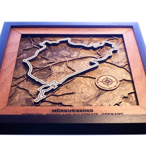 Nurburgring Formula 1 Grand Prix Race Track 3D houten cadeau gepersonaliseerde muurkunst