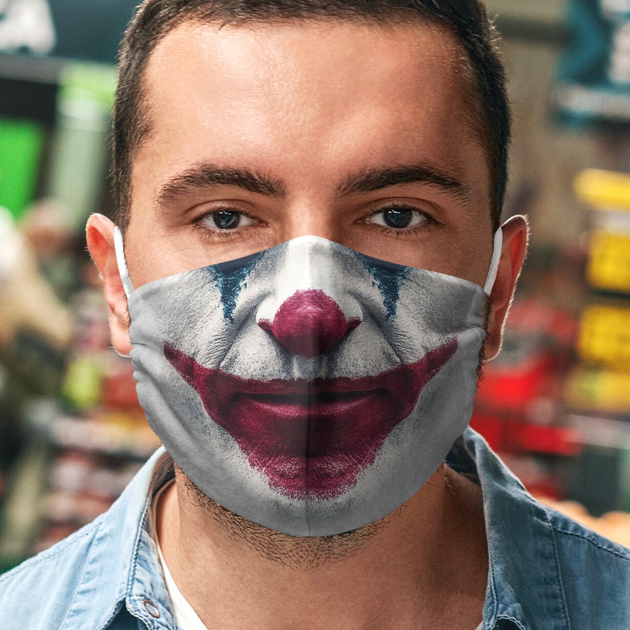 Joker Reusable Face Cover Fitted Face Mask Character Face Etsy