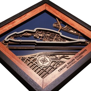 Circuit Gilles Villeneuve Formule 1 Grand Prix racebaan 3D houten cadeau gepersonaliseerde muurkunst