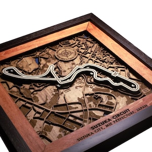 Suzuka Formula 1 Grand Prix Race Track 3D houten cadeau gepersonaliseerde muurkunst