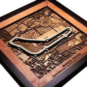 Monza Circuit Formule 1 Grand Prix-racebaan 3D houten cadeau Gepersonaliseerd F1-fancadeau