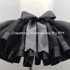 Black Tutu, Ribbon Trim Tutu, Satin Ribbon, Tulle Tutu, Birthday Tutu, Sunday Best, Princess Tutu, Wedding Tutu, New Year's Tutu