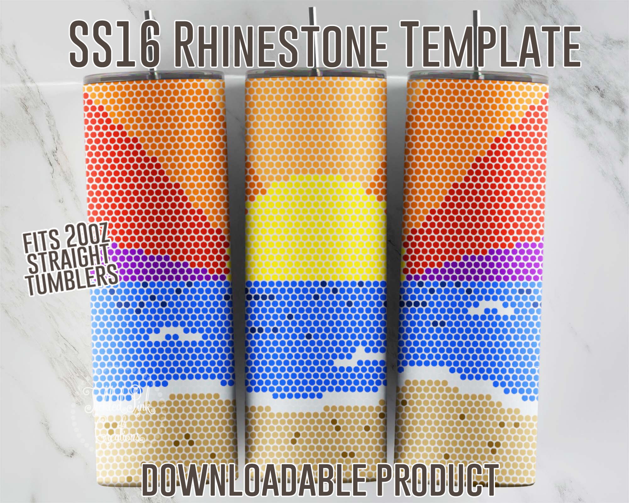 SS16 Rhinestone Beach Sunset Template 20oz Tumbler Design - Etsy