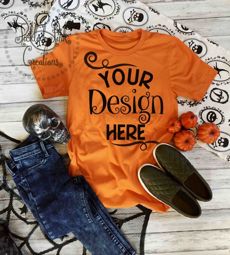 Download Bella Canvas 3001 Mockup Bella Canvas Orange T Shirt ...