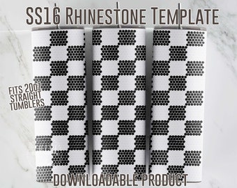 SS16 Rhinestone Checkered Template | 20oz Tumbler Design | Downloadable File