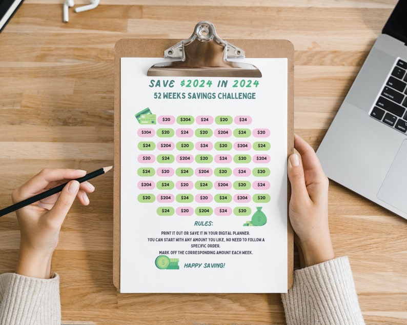 Économisez 2024 en 2024, Défi Économies 52 semaines, Défi hebdomadaire