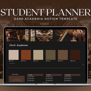 Dark Academia Notion Student Planner Template (Digital)