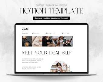 Plantilla de noción de crecimiento personal: Planificador de manifestación y acción (digital)