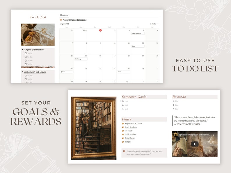 Notion Student Planner Template Light Academia Planner Digital notion-student-planner-template-light-academia-planner-digital