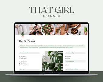 student planner notion template Notion Planner Template, That Girl Planner, Personal Planner, Digital Planner, Aesthetic Notion Organizer, Notion Editable Template