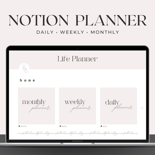 Notion Planner Template, Minimal Planner, Personal Planner, Digital Planner, Aesthetic Notion Organizer, Notion Editable Template