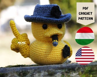 Canard en caoutchouc drôle avec motif au crochet majeur, amigurumi sarcastique décor de bureau, cadeau bâillon grossier PDF - Dick Duck